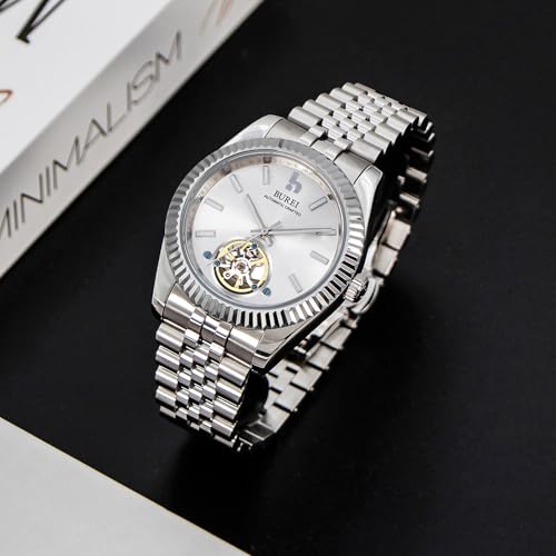 Image of BUREI Men's Classic Luxury Watch Stainless Steel Waterproof Machine Watch Fashion Double Watches Date Sapphire Crystal