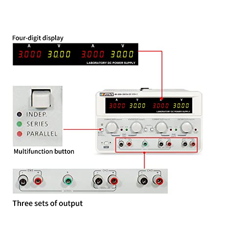 Image of Adjustable Linear DC Power Supply Digital Regulated Lab Grade 30V 3A with Triple Output 4 Digits Display with Series and Parallel Mode MATRIX MPS-3003H-3