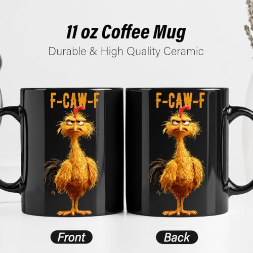 Taza de cerámica negra 11oz con diseño gallo divertido miniatura 3
