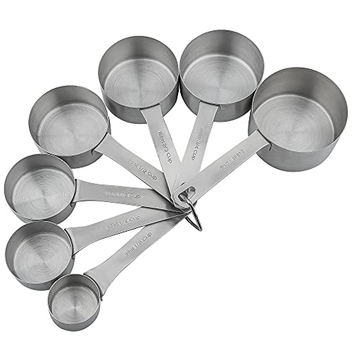 Measuring Cups And Spoons Set, Stainless Steel Measuring Cups, 18/8(304) Material Heavy Duty 7 Measuring Cups And 8 Measuring Spoons 1 Leveler And 2 Rings Pack 18Pcs Per Set #TOP2