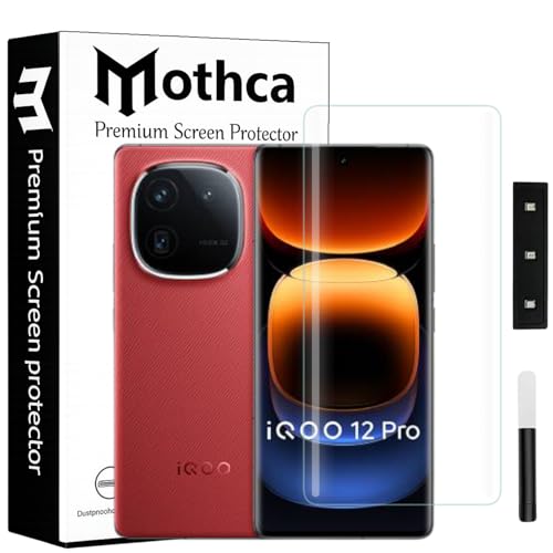 Image of Mothca Curved UV Tempered Glass Screen Protector for iQOO 12 Pro | HD Clear | Full Screen Coverage | Pack of 1