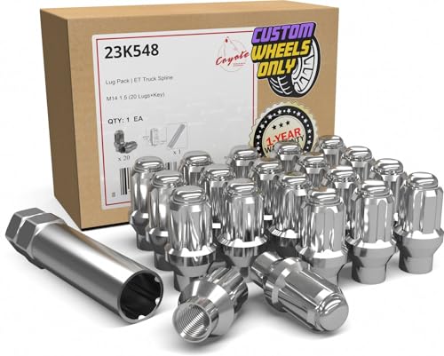 Image of Wheel Accessories Parts Set of 20 Lug Nut Small Diameter Narrow Extended Thread (ET) Spline Lug Nut Kit (Chrome, M14x1.50)