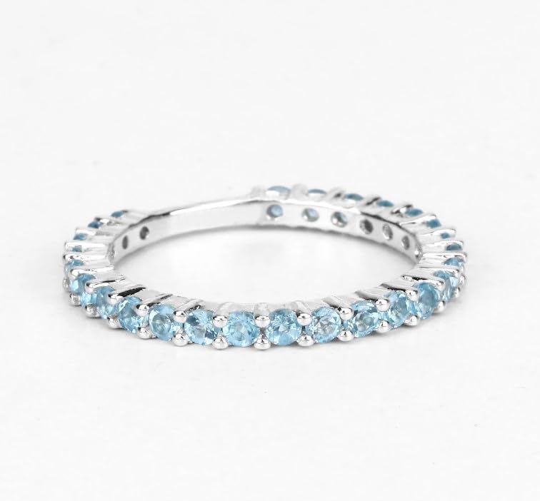 Pierre de naissance bague topaze bleue en argent : le cadeau idéal - 7