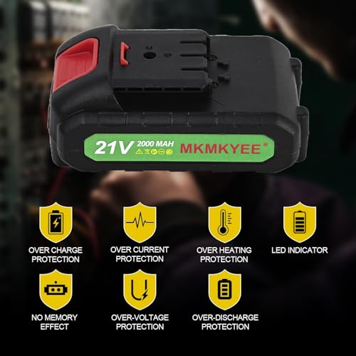 Image of 21v III Battery, 2.0 Ah Battery with Electric Quantity Display and Charger Cord Compatible for Mini Chainsaw