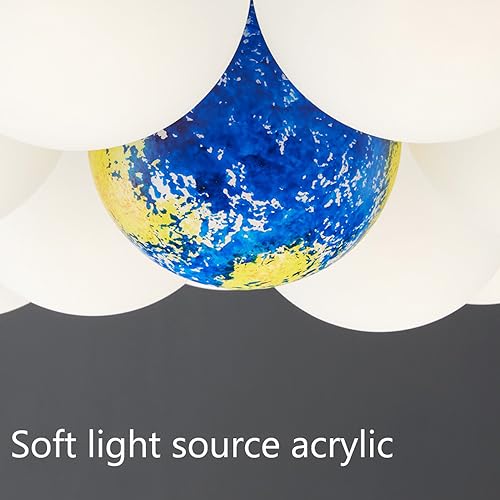 Suspension lune impression 3D et grande boule blanche laiteuse