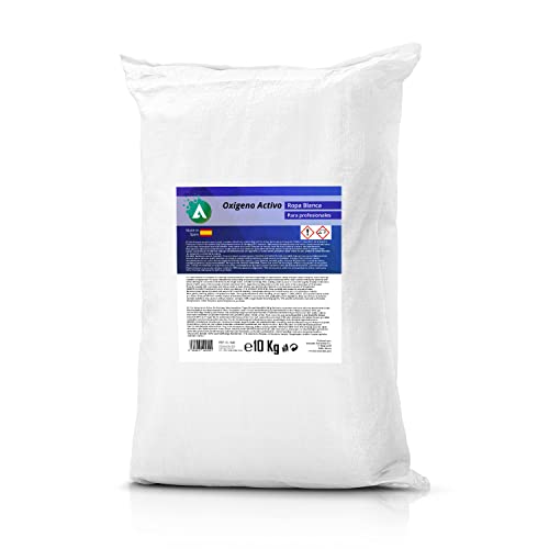 Quitamanchas y blanqueador en polvo para ropa blanca 10 kg - con oxígeno activo - detergente técnico y potenciador de lavado sin cloro - limpieza profunda profesional - uso doméstico o industrial