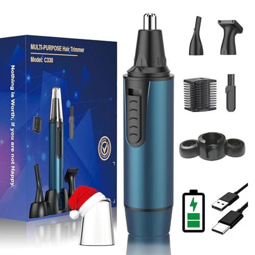 AREYZIN Nose Hair Trimmer for Men,2025 Professional 3 in 1 Painless Rechargeable Ear and Nose Trimmer,IPX7 Waterproof Eyebrow Facial Hair Trimmer Body Grooming Kit Dual Edge Blades