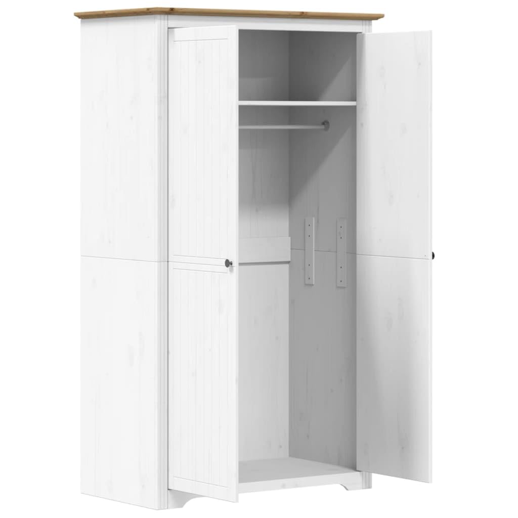 Homgoday Armoire BODO en bois massif pin blanc et marron 101 x 52 x 176,5 cm Armoires penderies Meubles