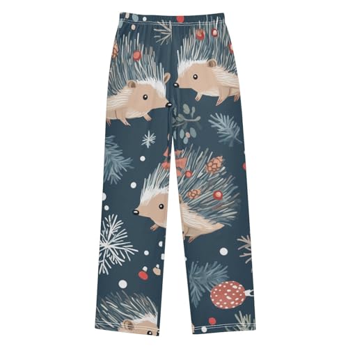 Hedgehog Pine Cone Boys Long Pants Soft Trousers Elastic Waist Kids Lounge Bottoms with Pockets S-XL