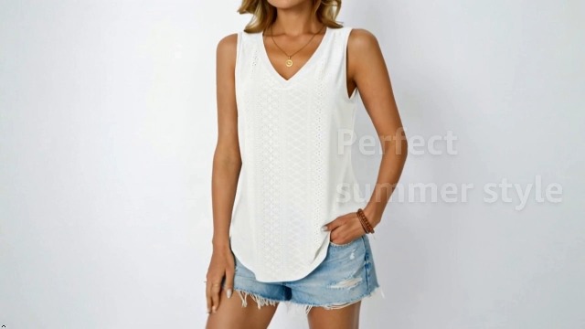 AUTOMET Women Summer Tank Top Eyelet Embroidery 2026 Spring