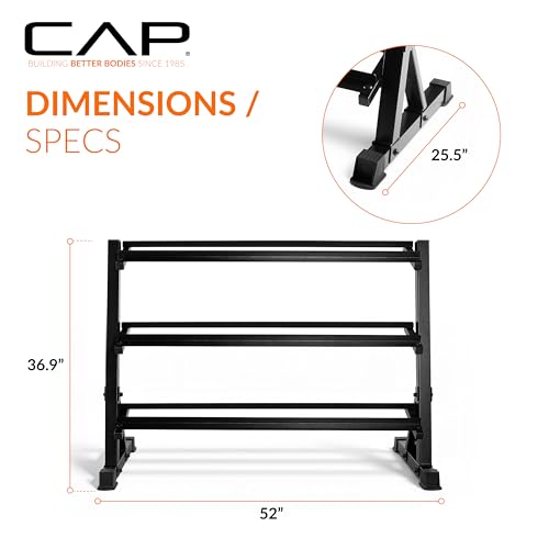Image of CAP 2-Tier & 3-Tier Dumbbell Rack for Home Gym, Heavy-Duty Steel Weight Storage Rack for Hex Dumbbells, Holds 5-35lb 5-50lb 5-75lb Dumbbell Pairs, Multiple Sizes & Capacities