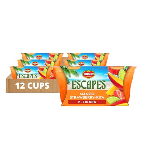 Del Monte Escapes Mango Strawberry - Rita, 7 oz Cups, Pack of 6 (12 Cups)