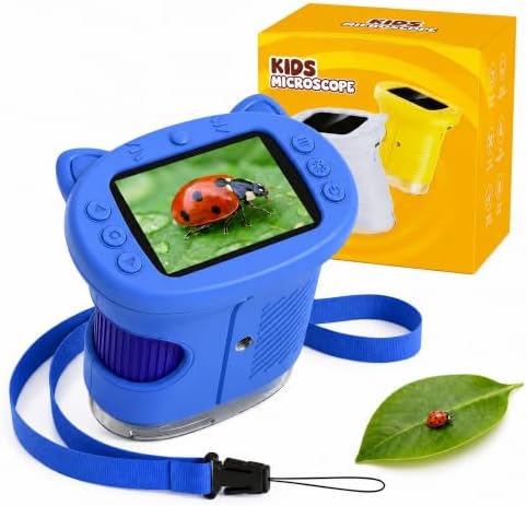 OAEBLLE Mikroskop für Kinder, 1000X 4K Digitales Taschenmikroskop mit 2,4" IPS-Bildschirm & 8 LED, Foto Video Handmikroskop für Naturbeobachtung & MINT Lernen, Geburtstagsgeschenk