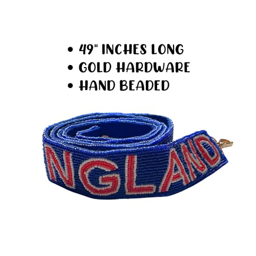 Lashicorn New England Navy Blue Beaded Purse Strap Red Letters 49” Pro Football Stadium Approved Clear Bag Patriot Gold Hardware Sports College Atlantic Massachusetts Maine4
