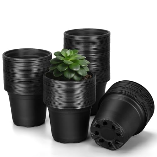 FUOAUYK 110 Pcs Small Plastic Palnt Pot 4 5 6 Inch Nursery Pots with Drainage Seedlings Starter Pots for Plants Great for Herbs Cuttings and Starter Plants (110 pcs 4 inch)