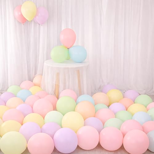 Image of 50 Pcs Pastel Balloons for Birthday Decoration Items Anniversary Baby Shower Adults men women Year With Multicolor Latex Pastel Balloon Happy Birthday Decorations Set Kit Combo