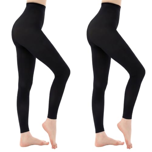 Kunoli 2 Pairs Black Footless Dance Tights for Women Girls Footless Ballet Tights for Ballet Dance Gymnastics Yoga