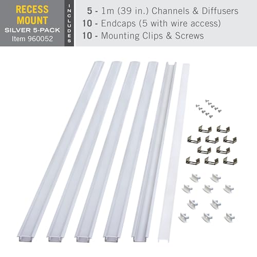 Image of Armacost Lighting LED Tape Light Mounting Channel, Recess Mount, Silver 5-Pack 960052N