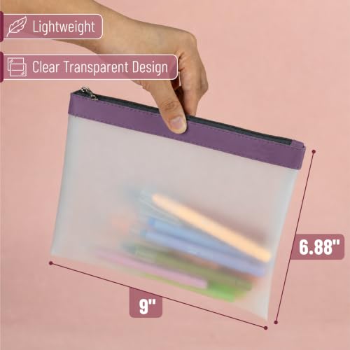 Image of Mr. Pen- Clear Pencil Pouch, 9 inch x 6.88 inch, 3 Pack, Durable TPU Material | Large Water-Resistant Pencil Bags with Smooth Zipper, Multipurpose Clear Pouch for Stationery, School, Office