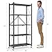 Fenbeli 5 Tier Storage Shelf with Wheels - Metal Collapsible Shelving Unit Display, Heavy Duty Folding Shelves, No Assembly Organizer Rack for Garage Kitchen, Basement, Pantry (Black, 5 Tier)