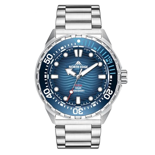 AREXTN Solar Powered Dive Watch for Men, 1000FT/300M Water Resistance, Luminous Dial, Rotating Bezel (Silicone)