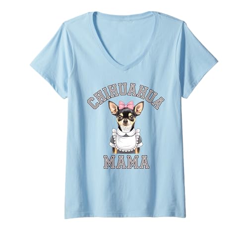 Femme Cute Chihuahua Mama Flower For Chihuahua Owner T-Shirt avec Col en V