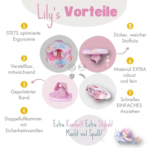 EDWEKIN® Premium Baby Schwimmring Meerjungfrau – Schwimmsitz für Babys & Kleinkinder, Badering für Babyschwimmen, Floatring, aufblasbarer Kinder-Schwimmreifen, Baby Float ab 6 Monate bis 3 Jahre