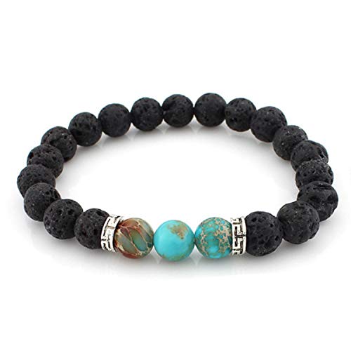 Bracelet de perles en pierre naturelle bleu pour homme et femme