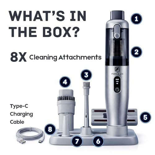 Image of Force24 Premium Vacuum Cleaner for Home & Car Use | 4 in 1 Cordless Vacuum Cleaner & Blower | HEPA Filter | Rechargeable 6000mAh | 3 Speed Suction Upto 18000PA | BLDC Motor | 1 Year Warranty (PREMIUM)