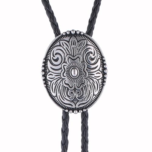 Image of GelConnie Floral Bolo Tie for Men Womens Bolo Tie Necklace Native American Black Men's Bolo Ties Western Cowboy Bolero Ties