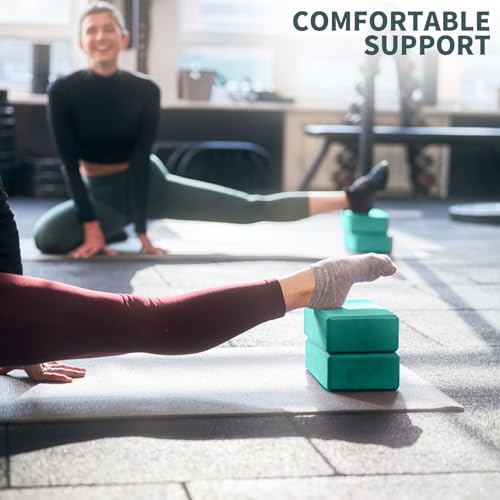 Image of Yoga Blocks 2 Pack, 9x6x3in Pilates Block, Non-Slip Foam Brick for Exercise