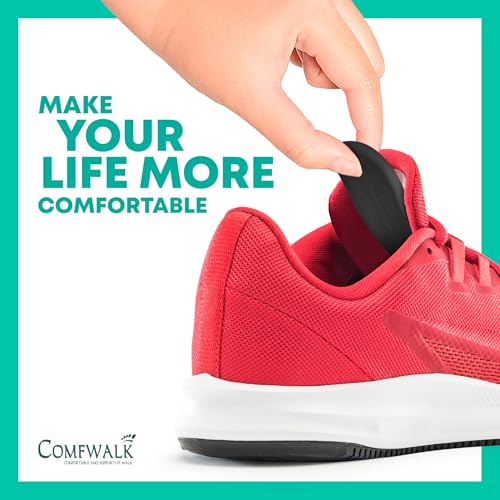 Image of COMFWALK Felt Tongue Pads for Shoes - Soft Self-Adhesive Shoe Inserts | Black, 3 Pairs