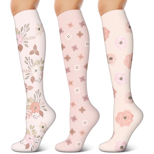 Image of 3 Pairs Compression Socks for Women & Men 15-20 mmHg- Best Support for Nurses, Running, Hiking, Recovery & Flight Socks