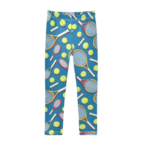 Tennis Rackets Girls' Leggings Toddler Doodles Balls Colors Kids Yoga Pants Dance Active Tights 4T