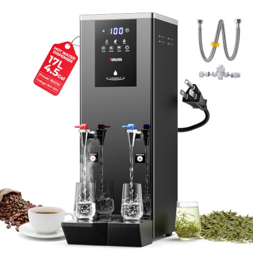 Image of Commercial Hot and Cold Water Dispenser, 60L(15.9Gal) /H Hot Water Boiler with Timer & Temp Settings, 1600W Electric Warm Drink Dispenser with 17L /4.5Gal Inner Tank for Cafe Office Countertop
