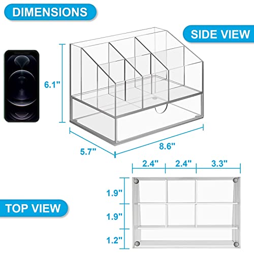 Vitviti Acrylic Desk Organizer, Upgraded Clear Pencil Organizer For Desk, 7 Compartments Stationary Pen Organizer Storage With Drawer, For Office Supply, 500+ Pencils Capacity #TOP3