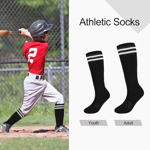 Baseball Socks and Belt Set Softball Knee-High Athletic Socks Casual Stripes Tube Socks for Youth Men and Women2