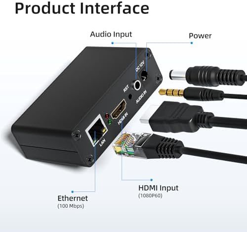 1080P60 HDMI Video Encoder, H.265/H.264 Live Streaming Encoder, HDMI to RTSP/RTMP/SRT/HLS/WebRTC IPTV Encoder for YouTube Facebook Live, Browser Setup, No PC Software Needed Detail