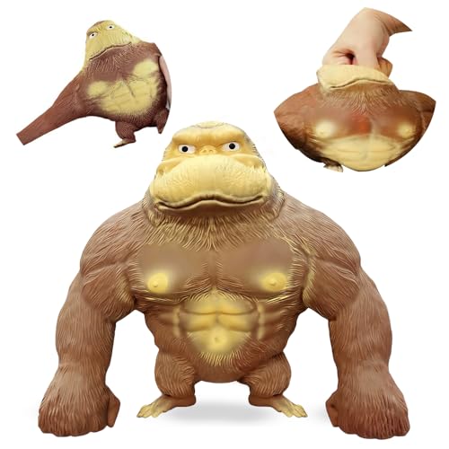 HuaMuDM Juguete antiestrés Gorilla Mono Squeeze Toy - Divertido Mono Marrón Látex