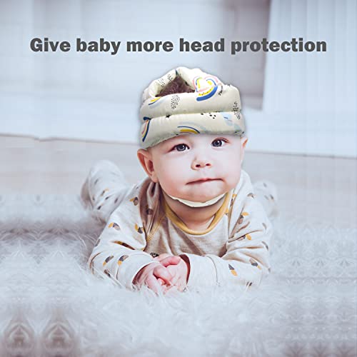 Image of Baby Head Protector Baby Helmet for Crawling Walking, No Bumps Safety Head Adjustable Protective Cap for Walking, Playing (Rainbow)