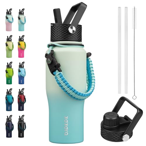 Image of BJPKPK 23oz Insulated Water Bottle with Straw Lid, Stainless Steel Bottle