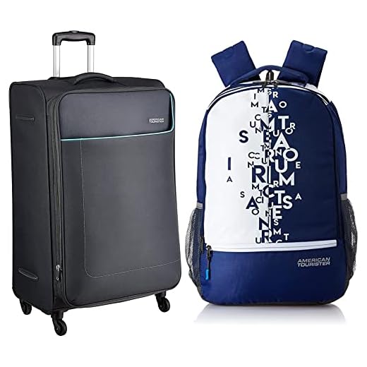 American Tourister 32 Ltrs Black Casual Backpack (AMT Fizz SCH Bag 02 - Black) & American Tourister Ohio Polyester 55 cms Blue Travel Duffle (FJ9 (0) 01 001)