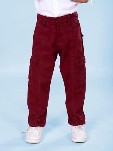 Image of Boys Cotton Full Length Front Cut Sew Cargo Pant with Bottom Tab