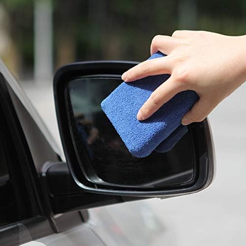 STARVAST Microfiber Sponge Applicators - Pack of 10 Sponges Wrapped in Microfiber Cloths. Strong Inside-Stitches, Great for Applying Wax, Sealants & Other, 12 x 8 x 4cm, Blue