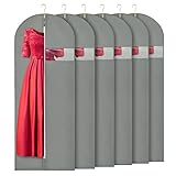 HWAJAN 24'X60'6PACK Garment Bags for Hanging Clothes Travel Suit Cover Bags for Closet Storage with Clear Window Dress Bag for Gowns Long with Zipper Non-Woven Fabric Coat Bag for men