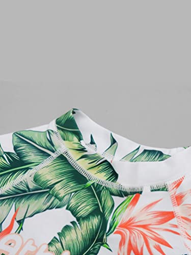 Sxiwei Kids Girls Summer Long Sleeve Swimsuit Rashguard Shirt Top with Skirt Atteched Pants Set2