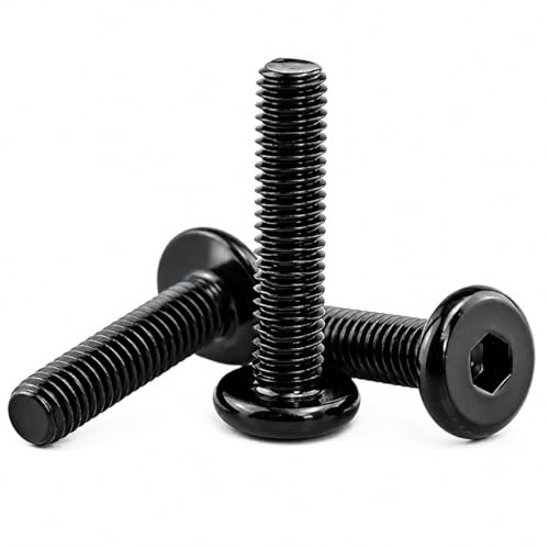 Image of By inchVP INDUSTRIES inch (Pcs-25) M6x35mm Allen JCB Flat Head Screw Black Zinc Plated High Tensile | Allen key Head Screw for Modular Furniture, Wooden Work, Electrical Fittings, DIY & Industrial Use