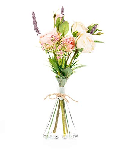 Centro acqua solida e fiori di in e 37 cm rosa crema poliestere