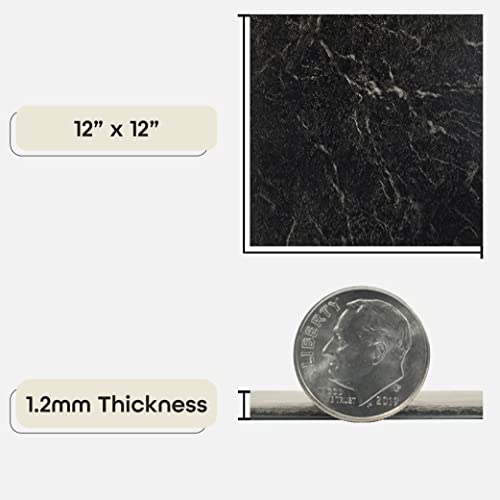 Achim Home Furnishings Ftvma40920 Nexus Vinyl Tile, Marble Black With White Vein, 20 Count(Pack Of 1), 12 Inch X 12 Inch & Roberts 2057-0 Vinyl Adhesive, 1 Quart, Creamy Tan #TOP3
