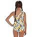 Cndexd Girls One Piece Lemon Bathing Suits Set with Mesh Cover Up One Shoulder Adjustable Straps Fashion Cutout Bathing Suit Summer Beach Vacation Swimwear